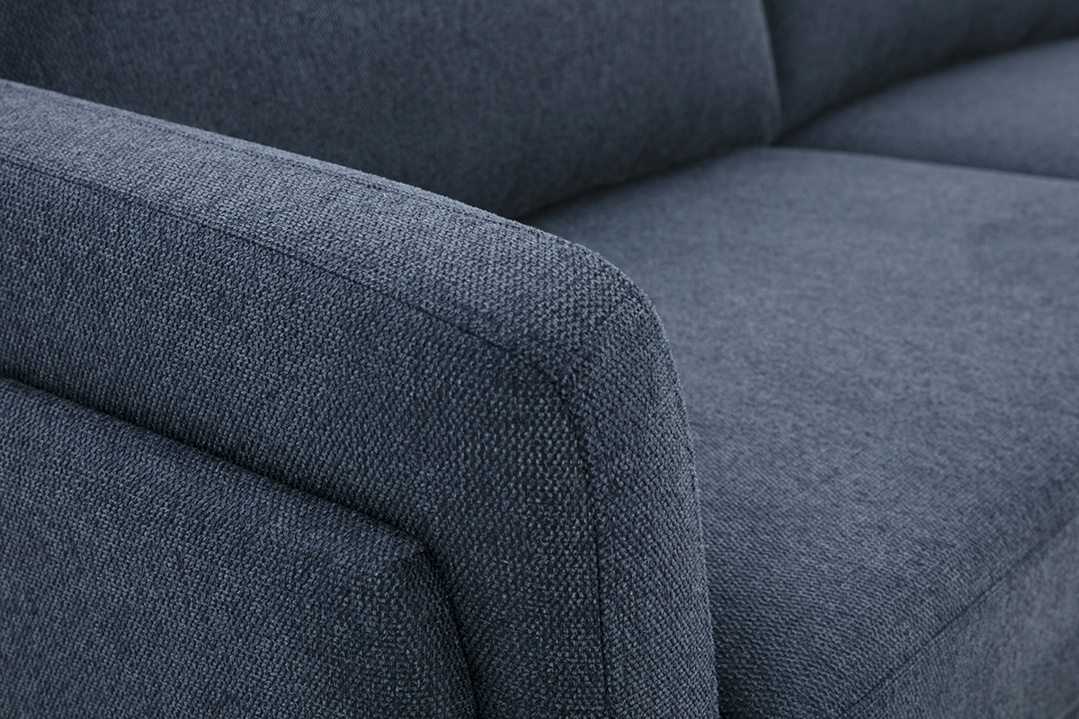 zoom tissu effet velours texturé canapé bleu