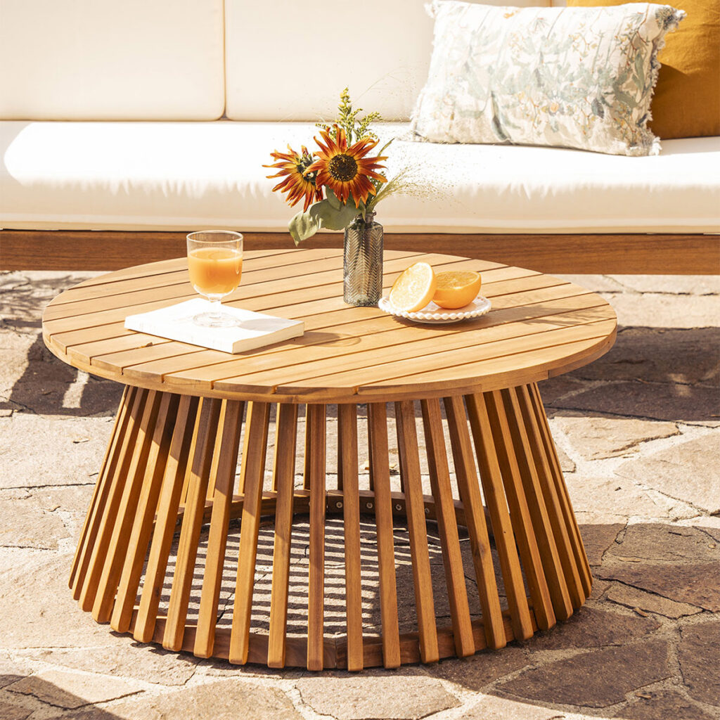 Table basse ronde en extérieur