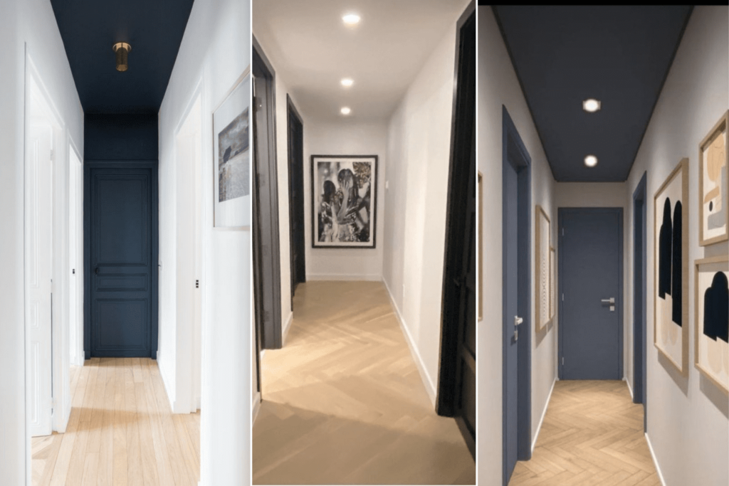 peinture bleue et noire dans couloirs