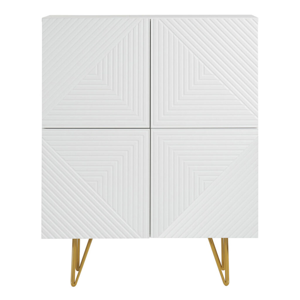 Buffet carré blanc et pied doré