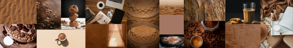 Mood board marron mocha mousse