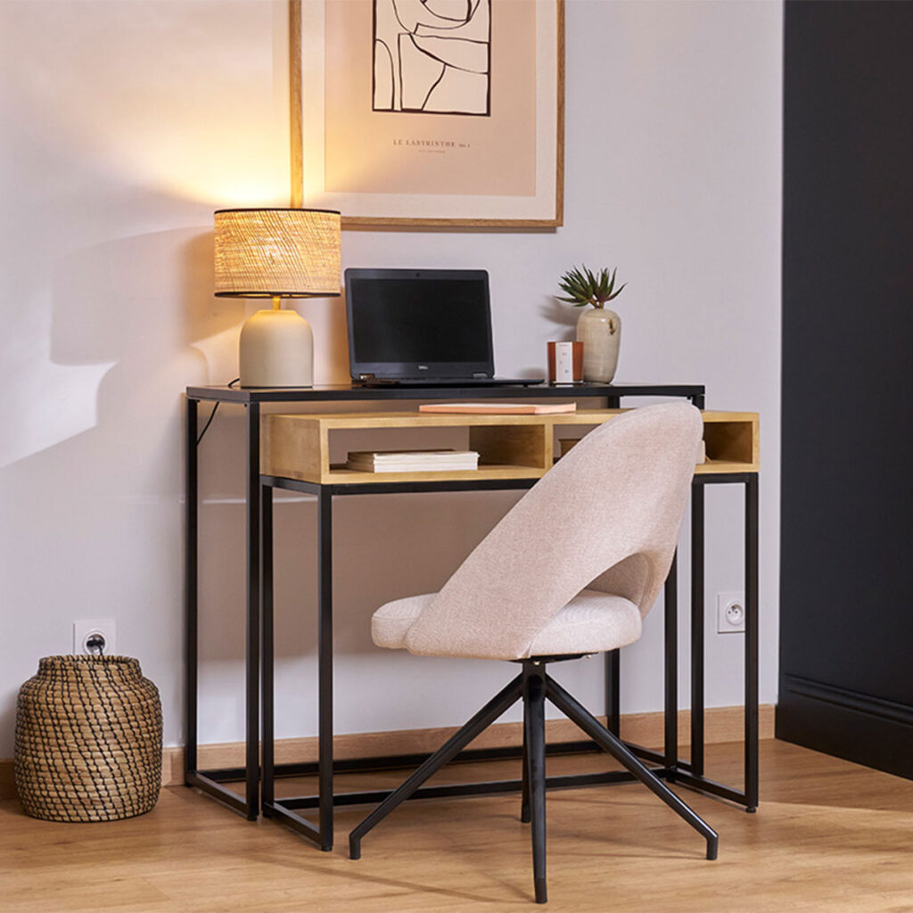 bureau indus métal et bois