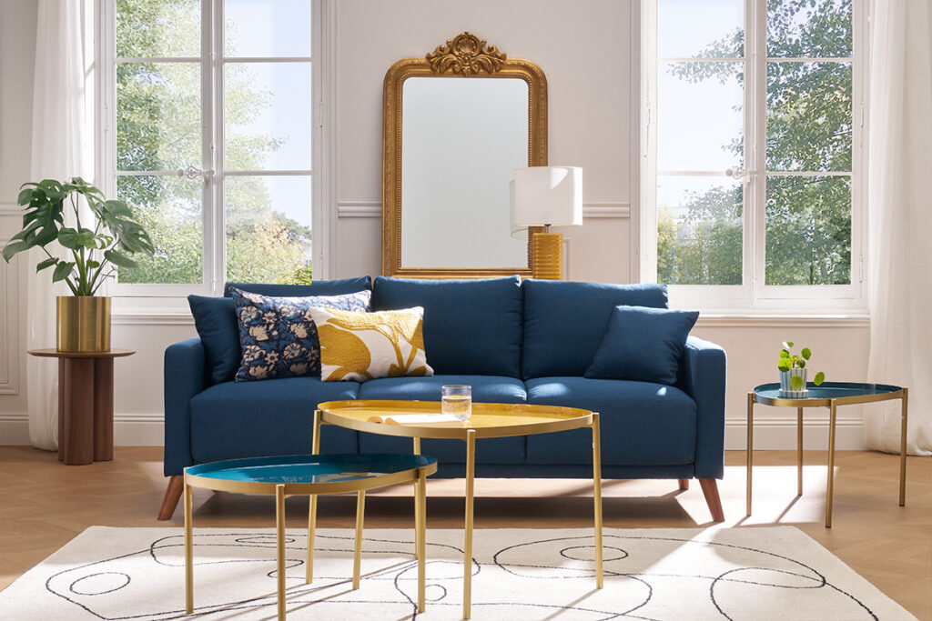 salon déco jaune et bleu