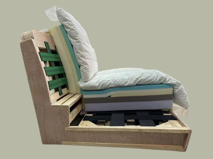 intérieur d'un canapé sur fond vert