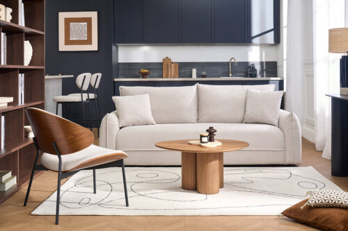 canapé beige droit dans son contemporain